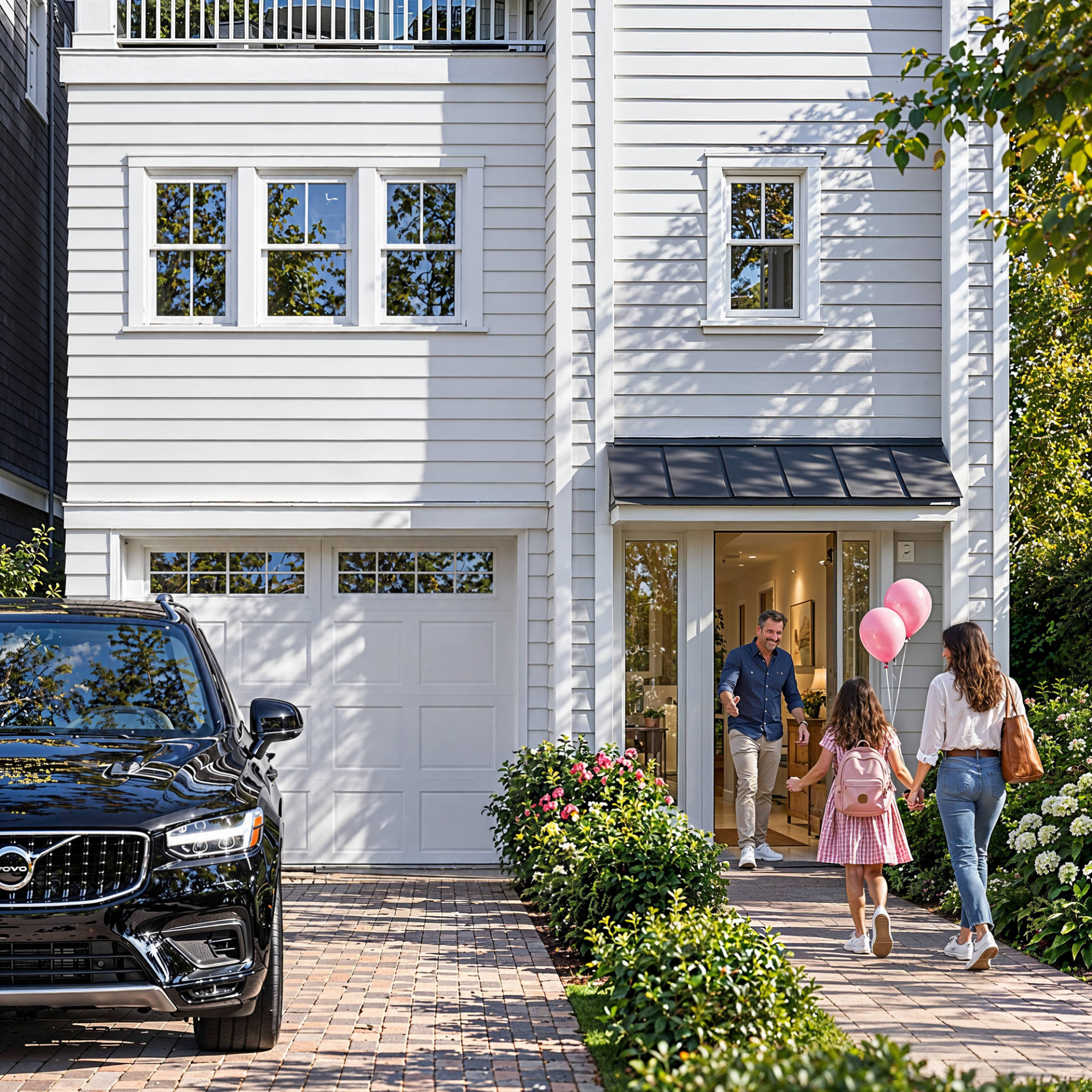Family arriving at a Pleasure Avenue residence