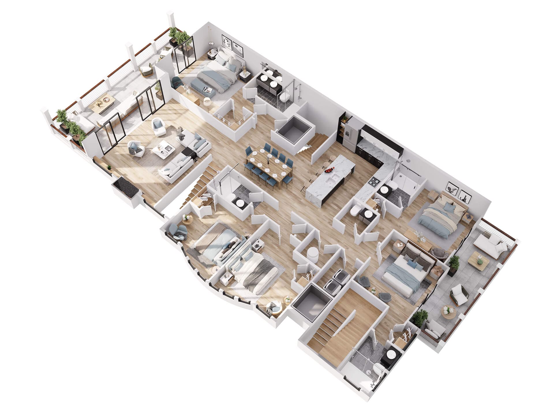Example 3D floor plan built from blueprints by StageHomy