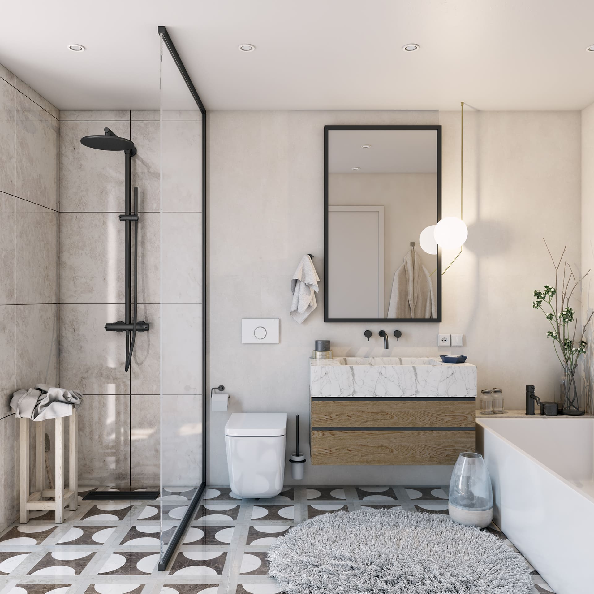 Austria Apt 1 Bathroom - Interiors by StageHomy