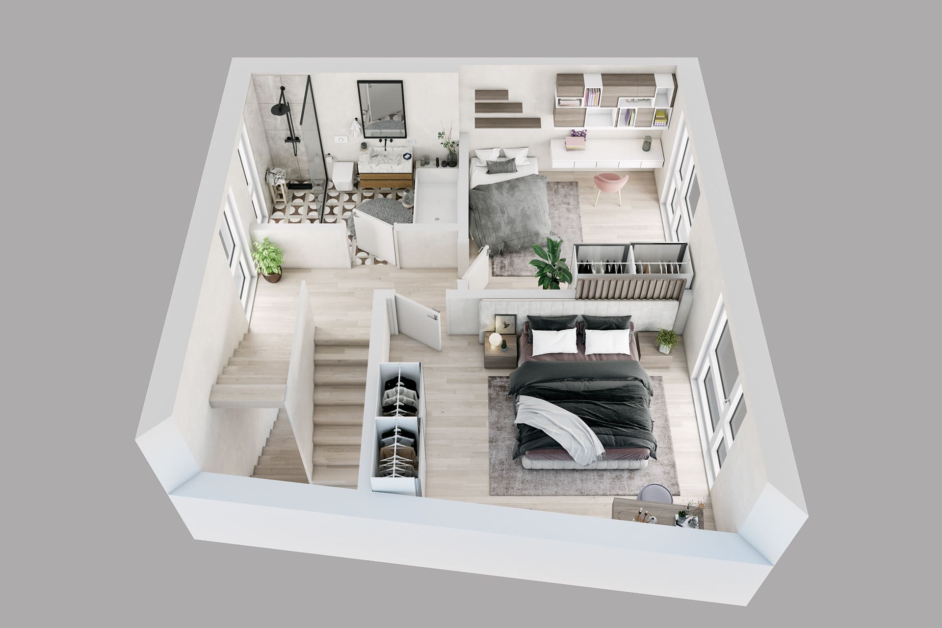 Austria Apt 1 Upper Floor - 3D Floor Plans by StageHomy