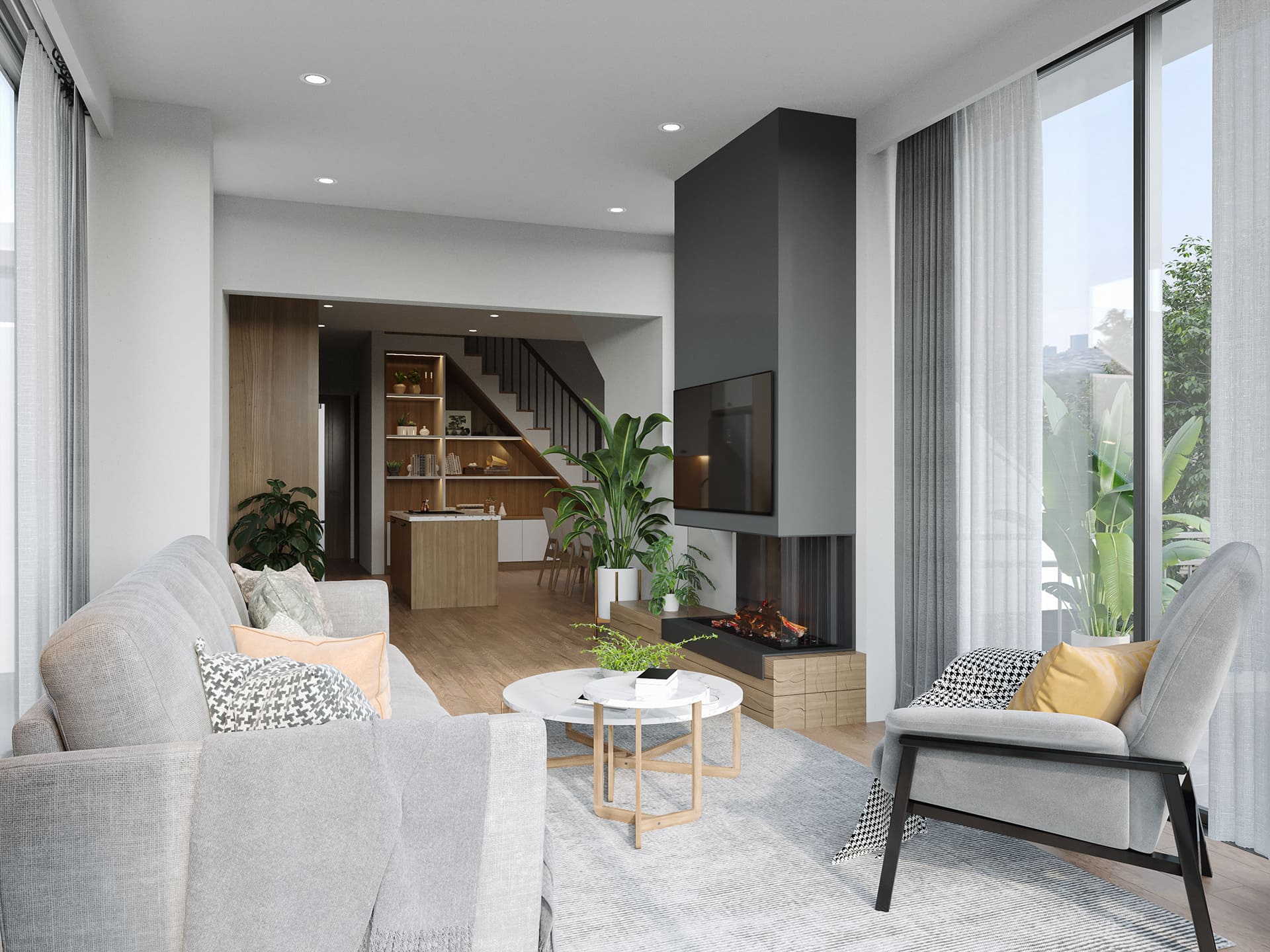 Living Room with Fireplace