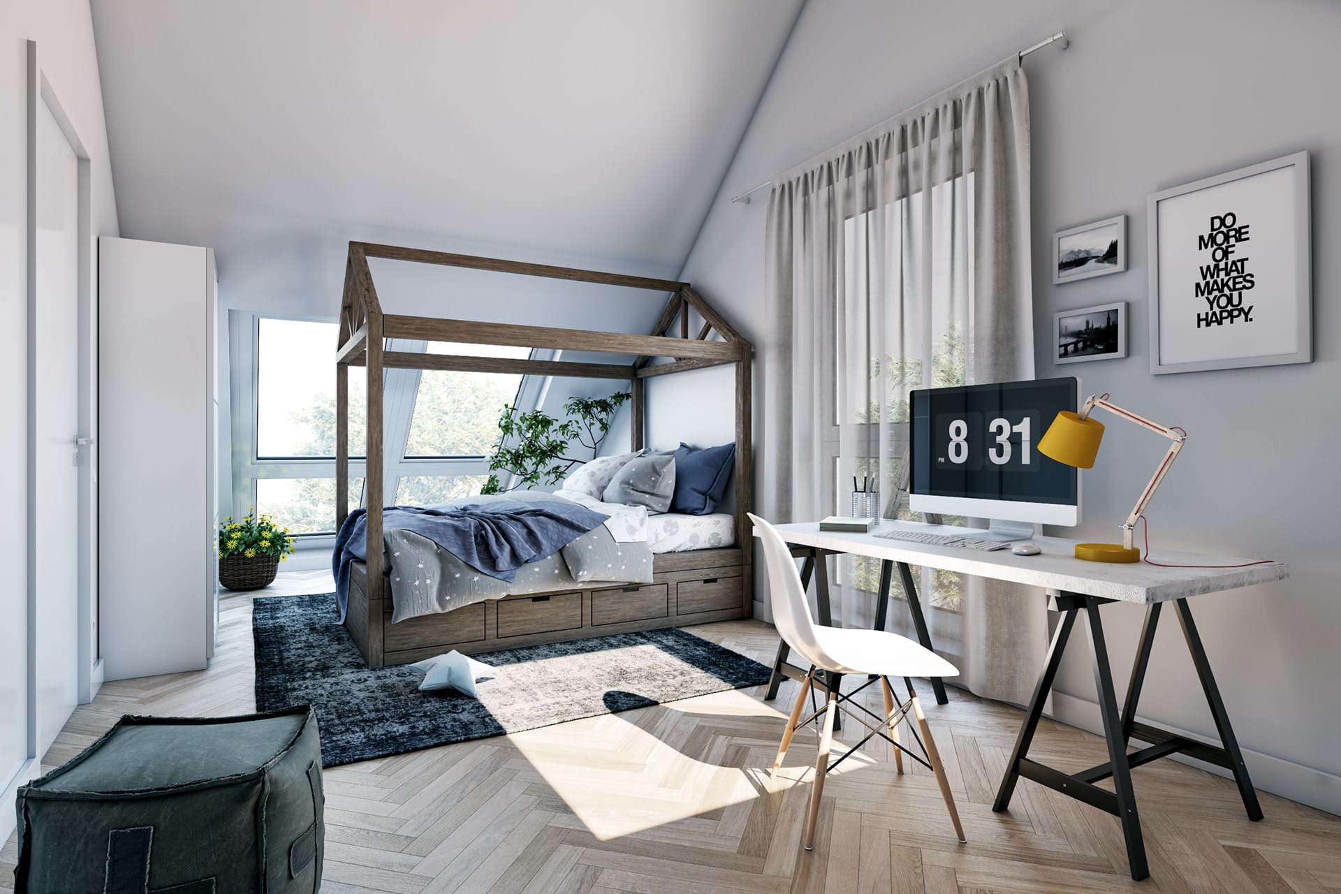 Attic Kids Room Office - Interiors by StageHomy