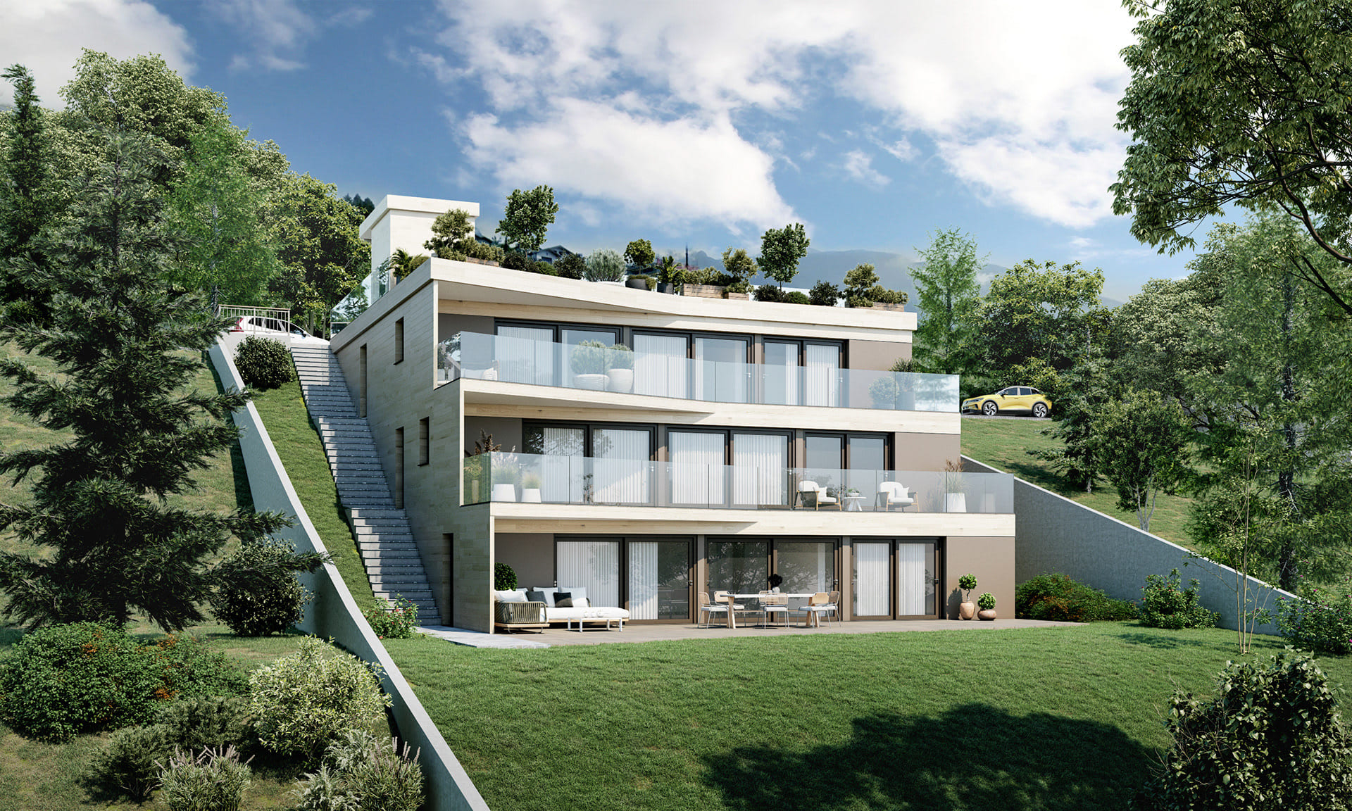 Modern Alpine Residence — Exterior Visualization render by StageHomy